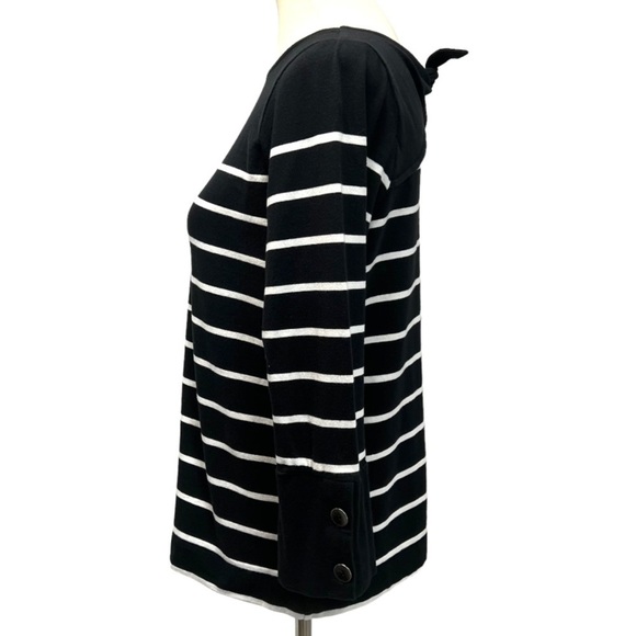 J. Jill Striped Knit Tie Back Black & White Top Womens Medium - Picture 5 of 12